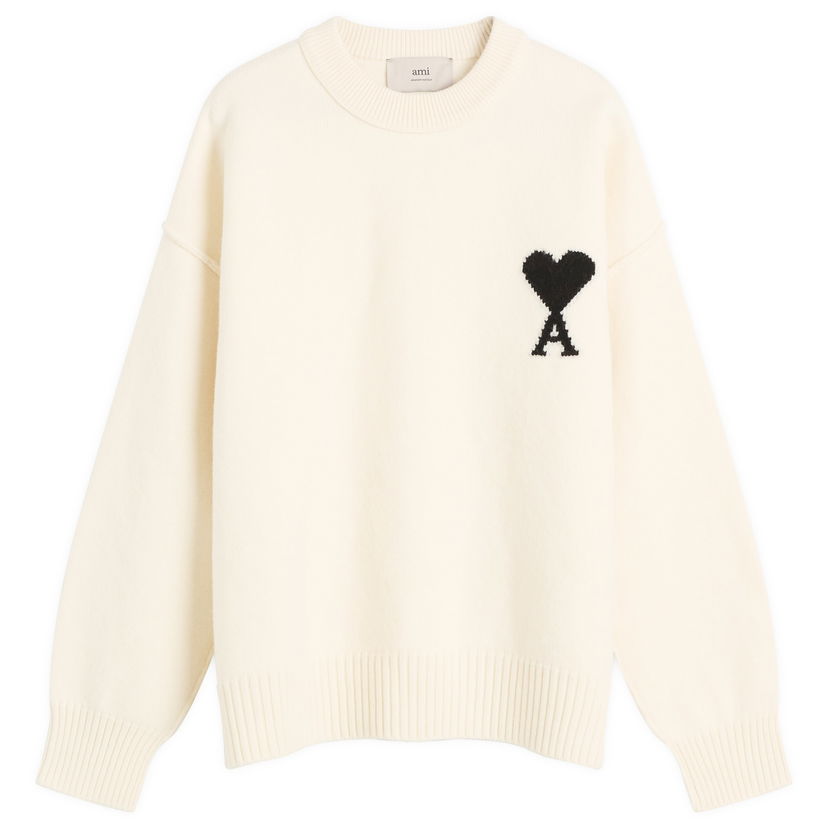 Džemper AMI Men's Felted Merino Wool ADC Crew Neck Jumper, Size Large Bijela | H25UKS838-018-151H25