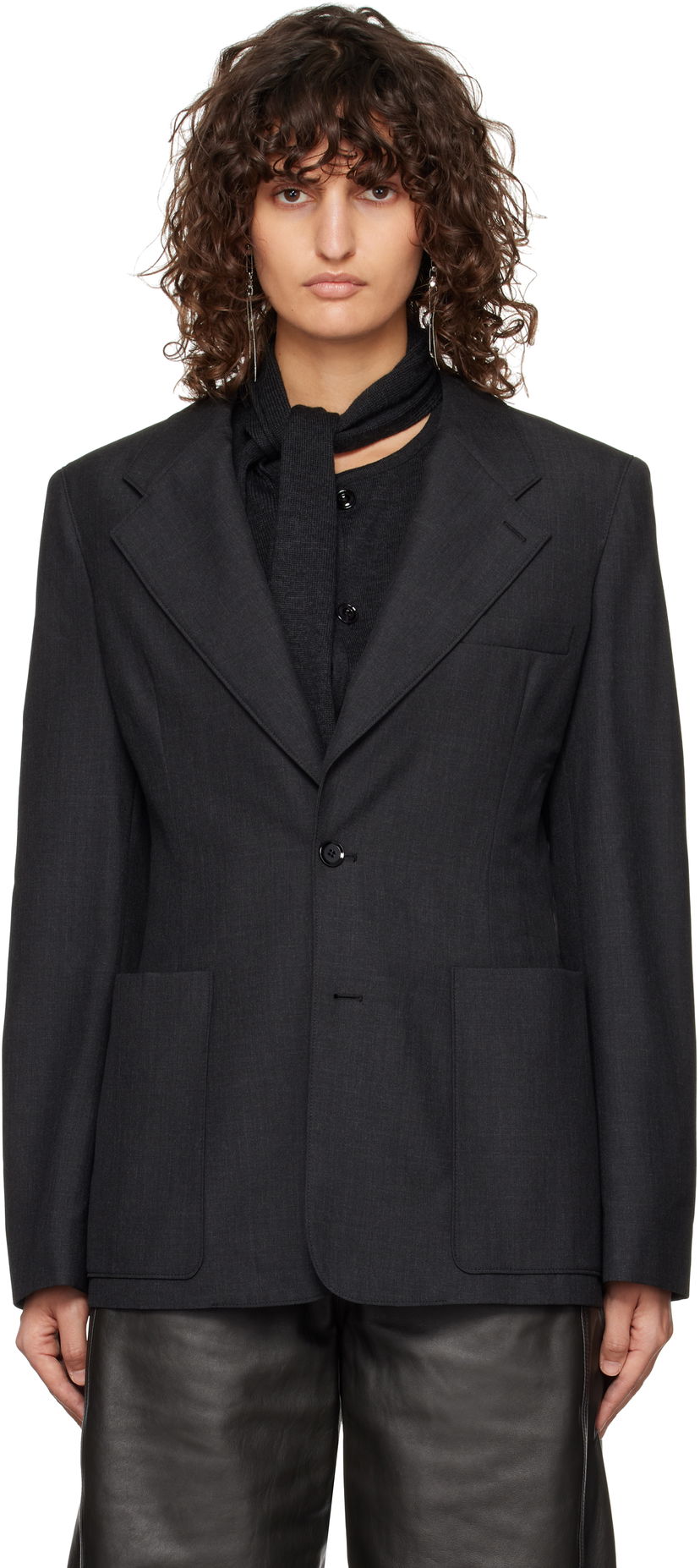Jakna LEMAIRE LEMAIRE Single-Breasted Fitted Blazer Crna | JA1048 LF414