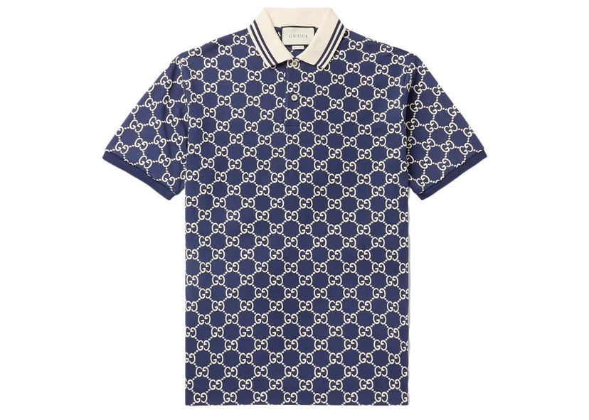 Košulja Gucci Logo-Embroidered Cotton Blend Polo Navy Tamnoplava | 3.06298100197463e+16