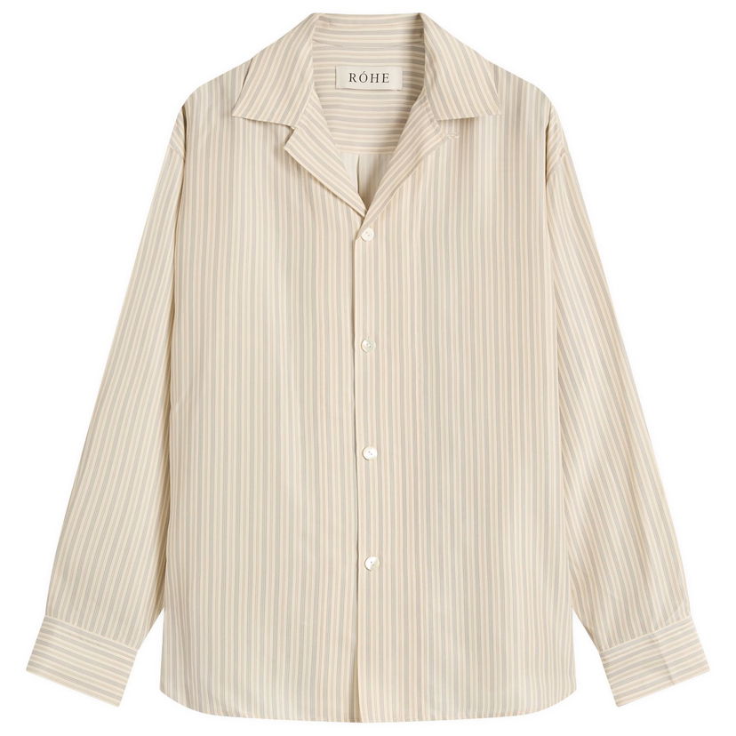 Košulja Róhe Róhe Men's Silk Vacation Shirt, Heritage Stripe Bež | 314-19-048