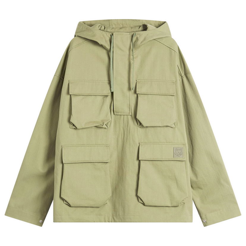 Vjetrovka MAISON KITSUNÉ Maison Kitsuné Hooded Popover Jacket, Size Large Zelena | OM02112WW9026-0077