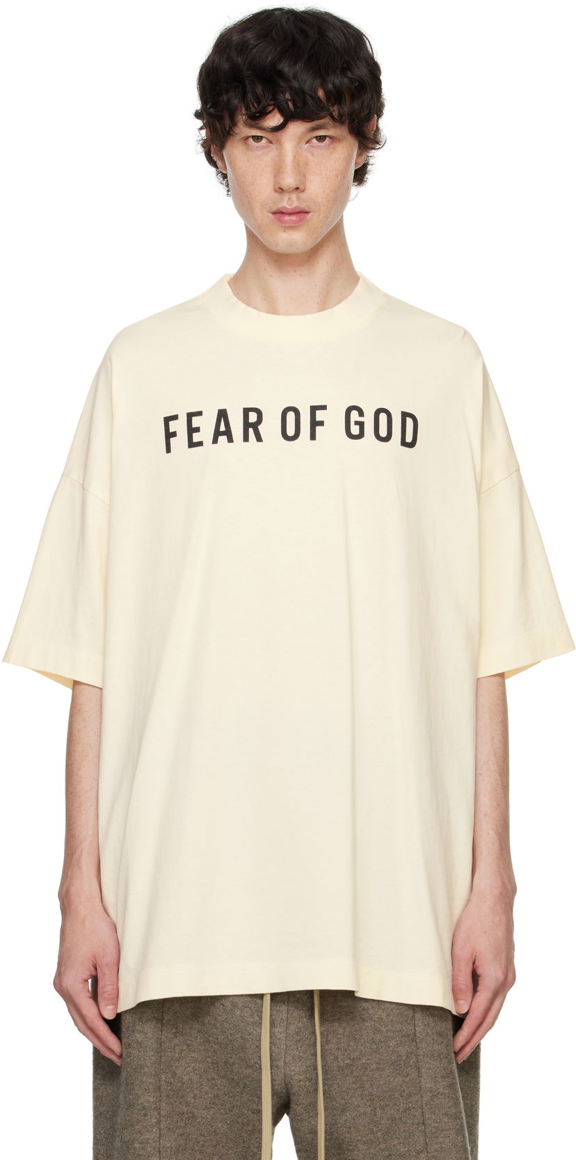 Majica kratkih rukava Fear of God Print T-Shirt Bež | FG24FW50-10155LBHWJ