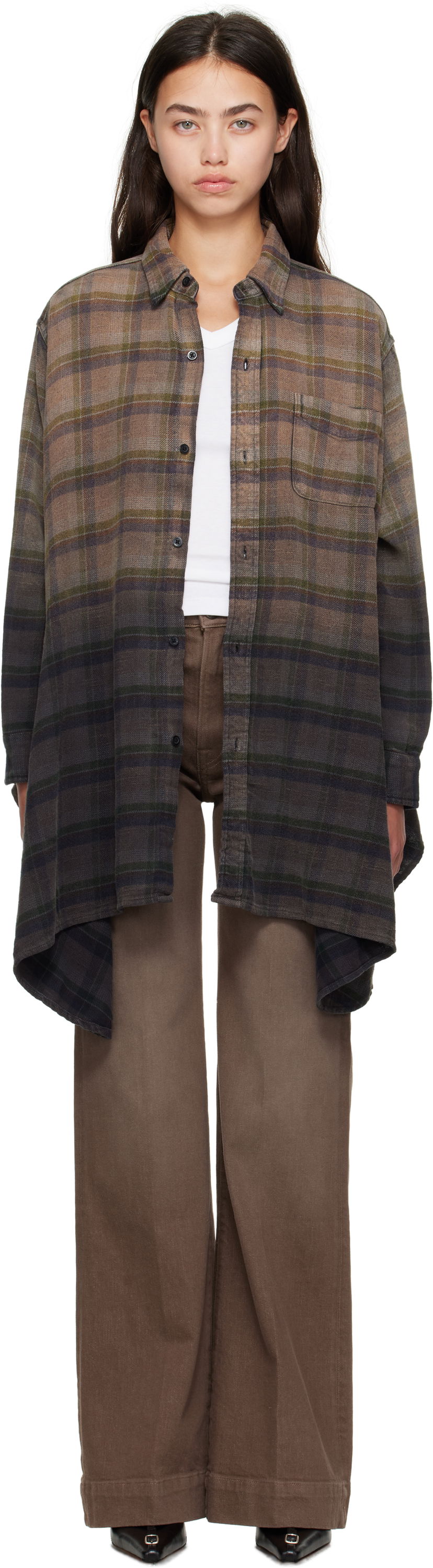 Košulja R13 R13 Draped Plaid Shirt Smeđa | R13WR416-R552B