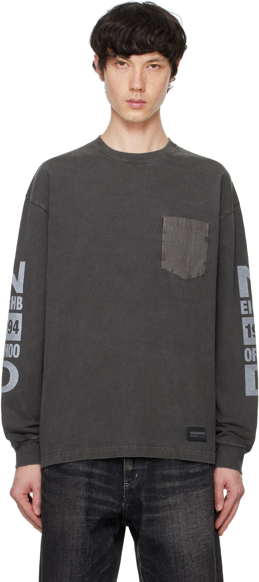 Majica kratkih rukava Neighborhood Pigment-Dyed Crewneck LS T-shirt Siva | 242UNNH-CSM03