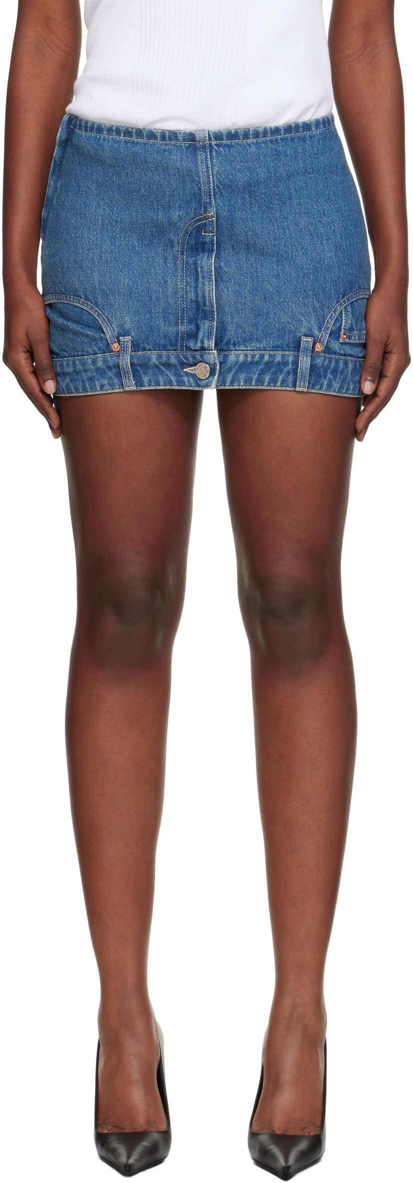 Suknja VETEMENTS Vetements Upside-Down Denim Miniskirt Plava | WH76DK007VB