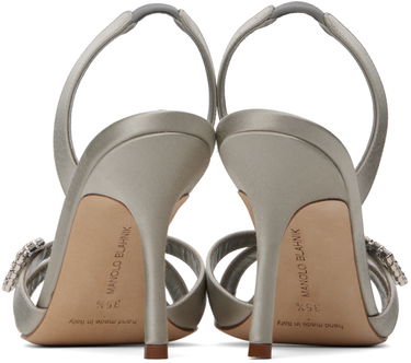 Njega cipela Manolo Blahnik Manolo Blahnik Ramisli Satin Heeled Slingback Sandals Siva | 224-1700, 1