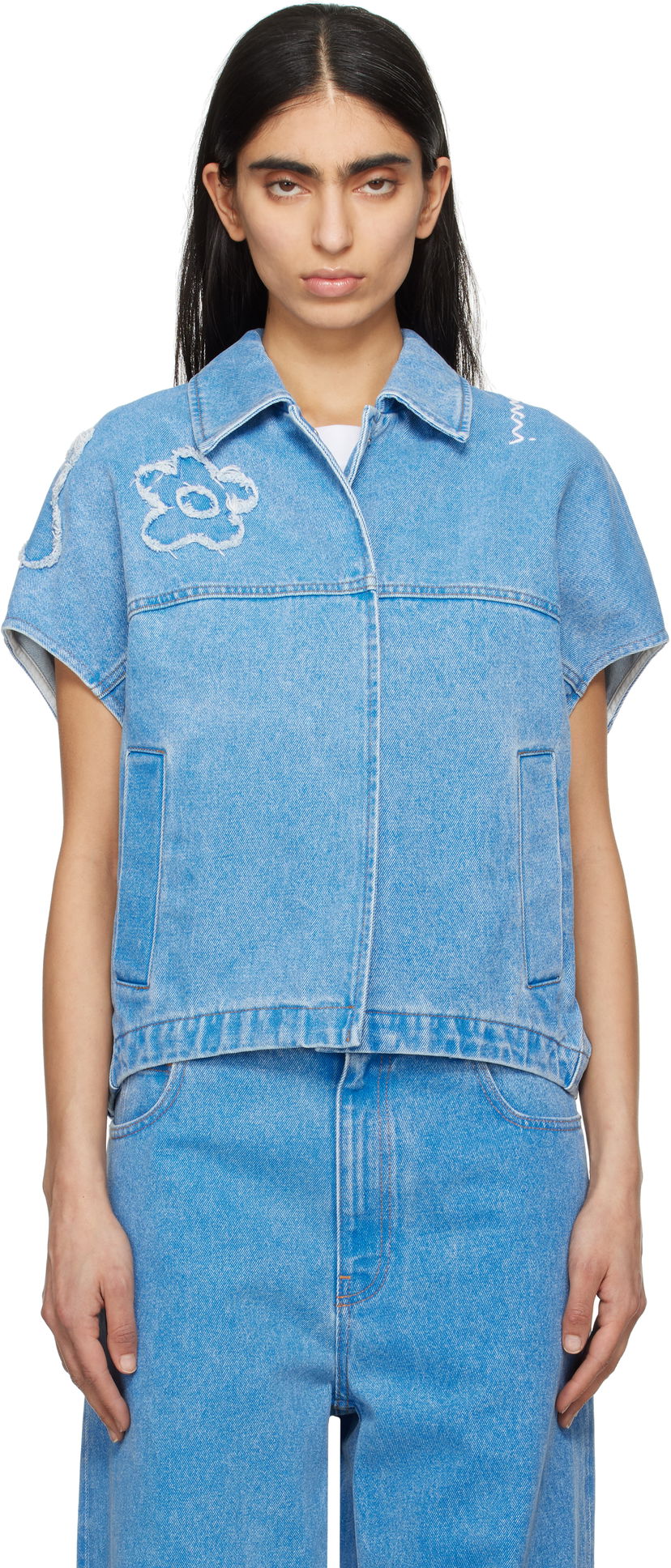 Prsluk Marni Marni Dilies Patch Denim Vest Plava | JKJD0315QS USCX34