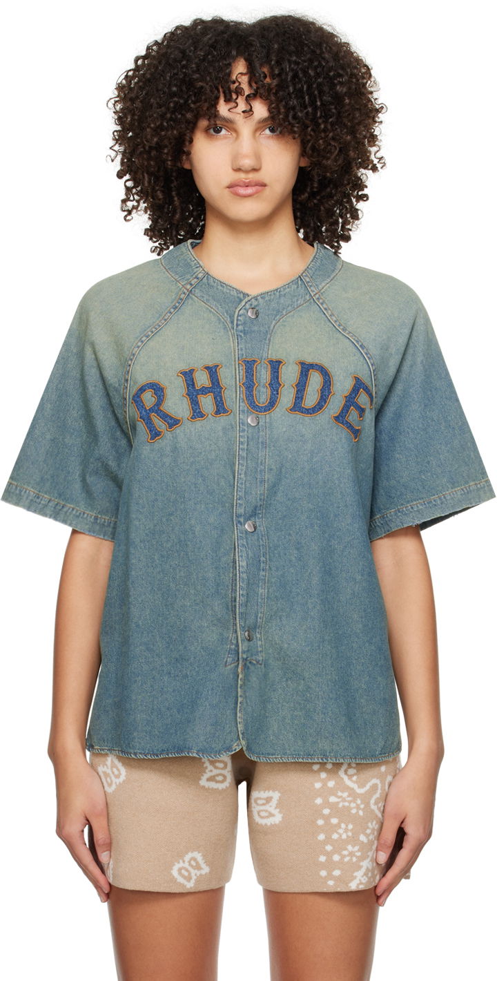 Košulja Rhude Faded Denim Shirt Plava | RHPS24SR02012305