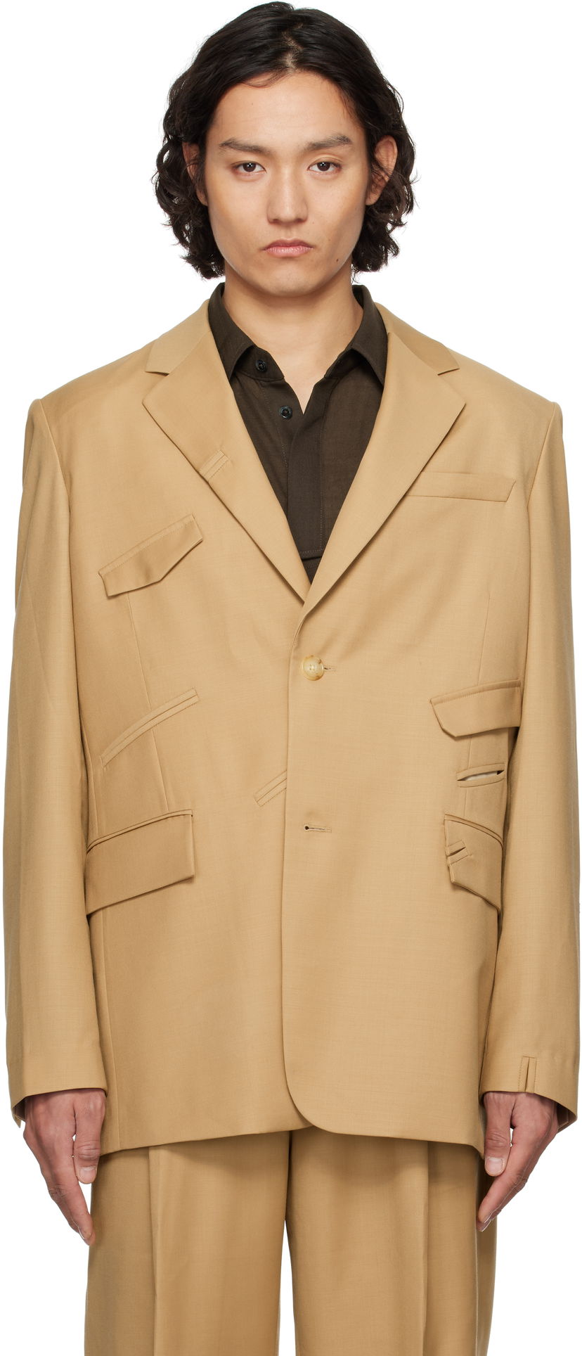 Jakna Feng Chen Wang Feng Chen Wang Multi Slash Blazer Bež | FUS19JK01B