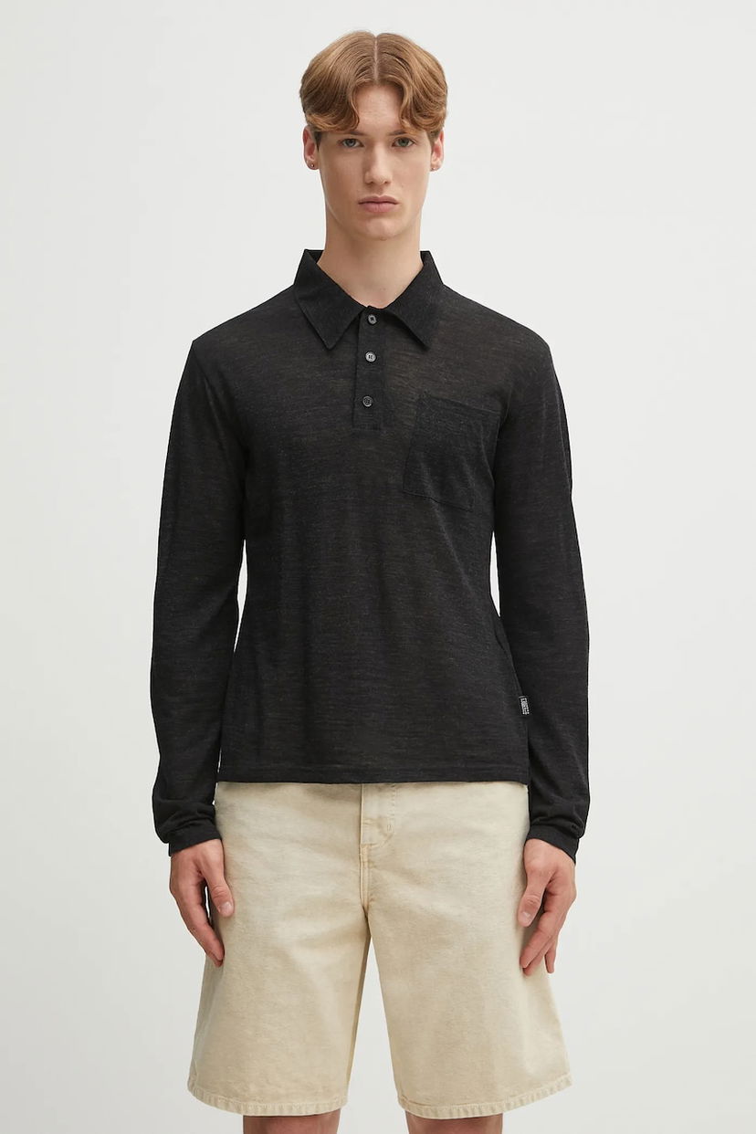 Polo majica Maison Margiela MM6 Maison Margiela Long Sleeve Polo Shirt Crna | SH2GL0004.M20123.899