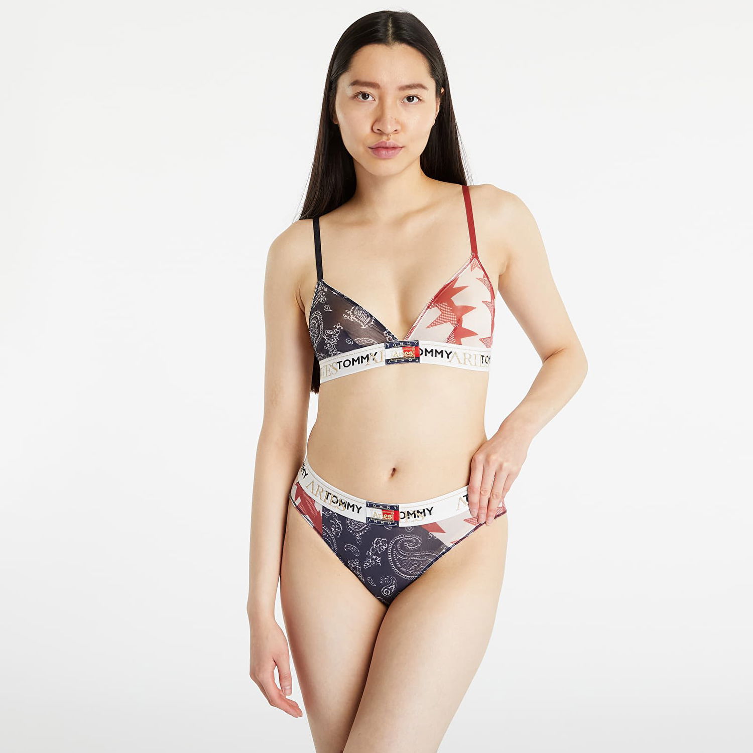 Gaćice Tommy Hilfiger x Aries Sheer Mid Rise Logo Print Briefs Višebojno | UW0UW04662 0KD, 0