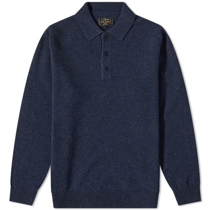 Džemper BEAMS Plus Knit Polo Shirt, Size Large Tamnoplava | 3812-0004-103-79