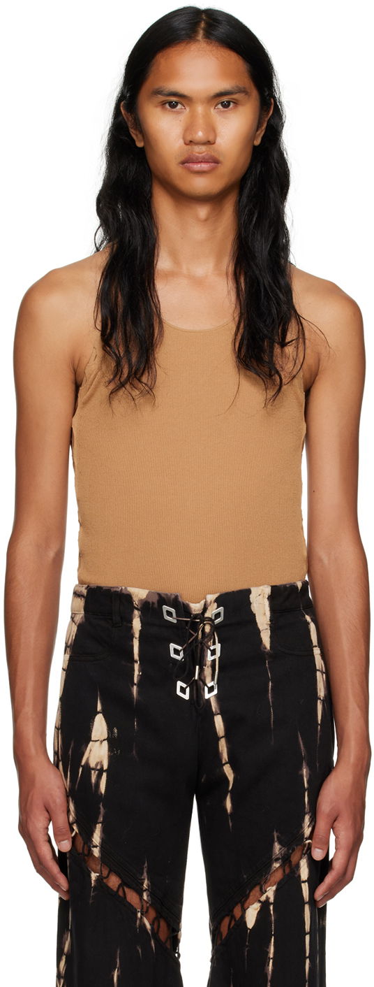 Majica bez rukava Dion Lee Ribbed Tank Top Smeđa | C7224F23