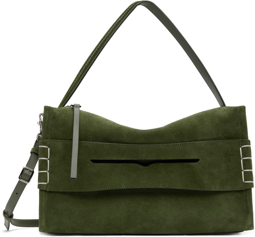 Torba za rame JW Anderson JW Anderson Medium Loafer Suede Shoulder Bag Zelena | HB0732-LA0364