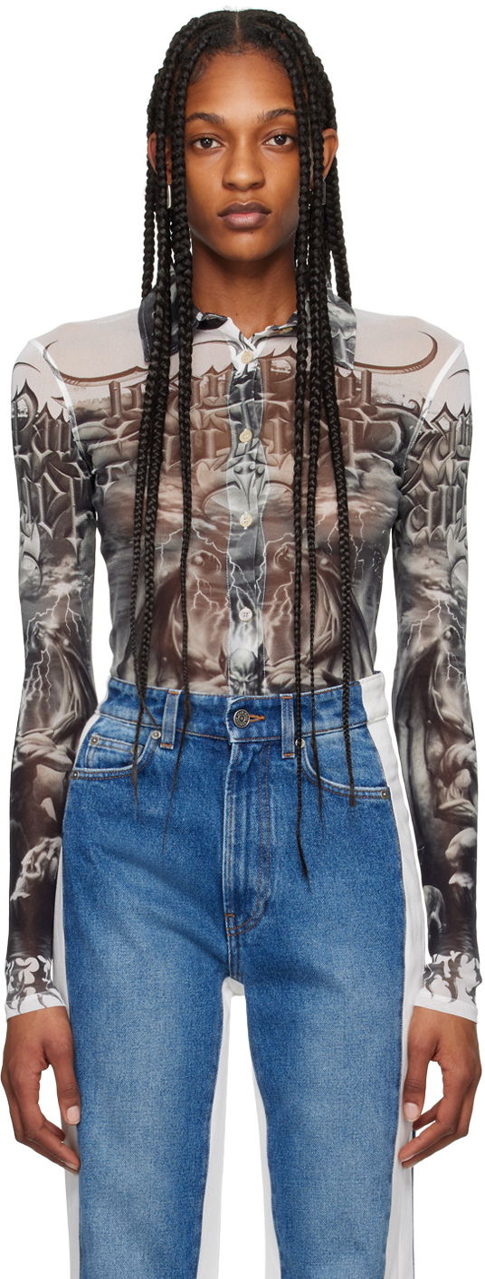 Košulja Jean Paul Gaultier Jean Paul Gaultier 'The Diablo' Print Mesh Shirt Bijela | 24/25-U-CH015-T546-0100