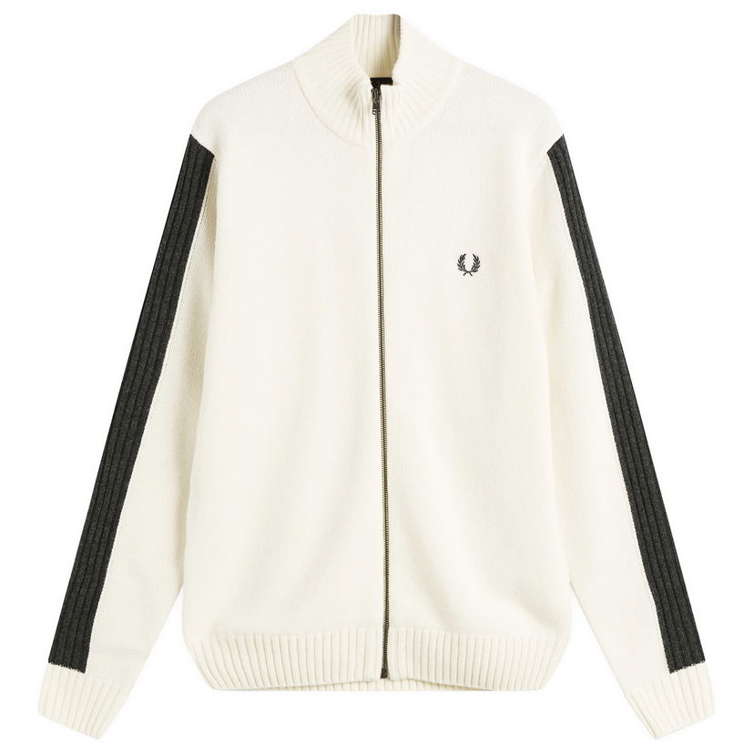 Džemper Fred Perry Full-Zip Mock Neck Knit Cardigan with Sleeve Stripes Bijela | K1546-560