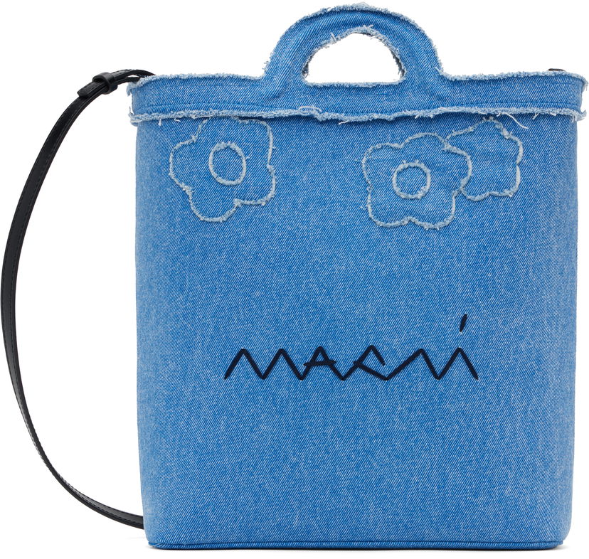 Tote bag Marni Marni Tropicalia Denim Crossbody Bag Plava | SBMP0179L1 P8201