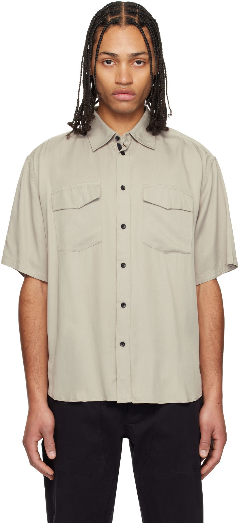 Košulja rag & bone Rag & Bone Matthew Two-Pocket Short Sleeve Shirt Bež | MBW24HA011VSML
