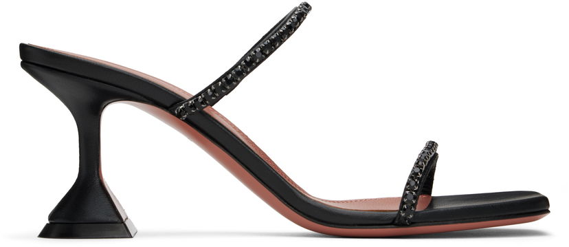 Njega cipela Amina Muaddi Amina Muaddi Gilda Crystal-Embellished Heeled Sandals Crna | GILDA SLIPPER 70 NAPPA