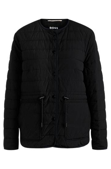 Pernata jakna BOSS Padded Jacket with Drawcord Waist Crna | 50531125