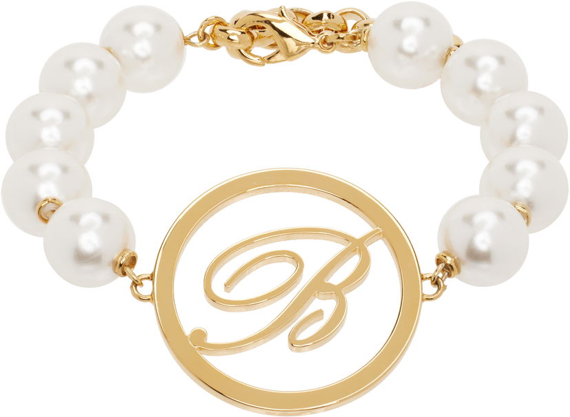 Narukvica Blumarine Blumarine Faux-Pearl Initial Bracelet Metalik | P522W327A