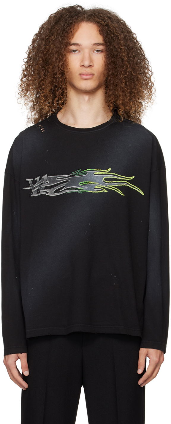 Majica kratkih rukava We11done Graphic Print Long Sleeve T-Shirt Crna | WD-TT0-24-752-U-BK, 0