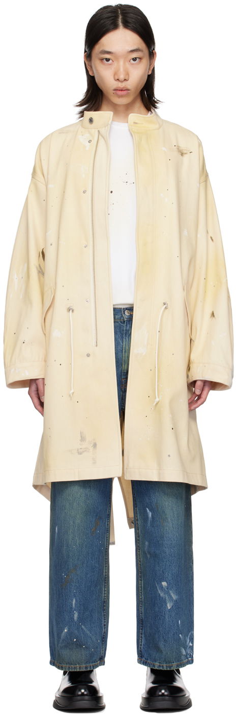 Kabanica Helmut Lang Painted Denim Long Coat Bež | O05DM499