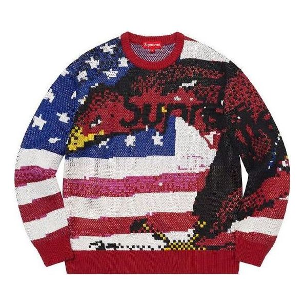 Džemper Supreme Designer Knitted Flag Sweater Crvena | SUP-SS21-518