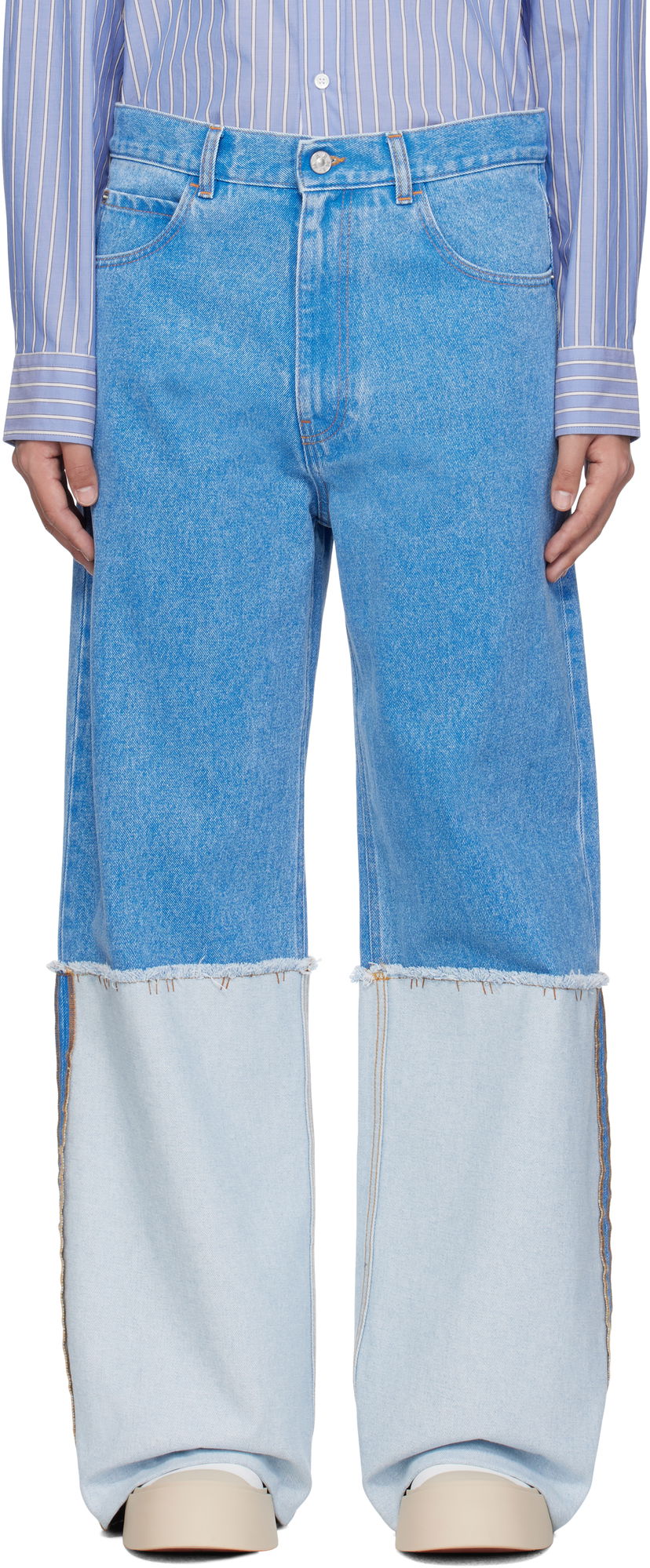 Jeans Marni Marni Two-Tone Wide Leg Jeans Plava | PUJU0106S0 USCW91