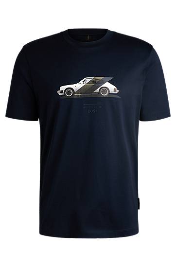 Majica kratkih rukava BOSS Porsche x BOSS Mercerized Cotton T-Shirt Tamnoplava | 50531455