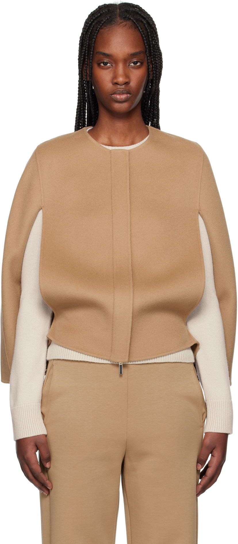 Prsluk Max Mara Max Mara Helene Wool Cape Jacket Smeđa | 2519731011600