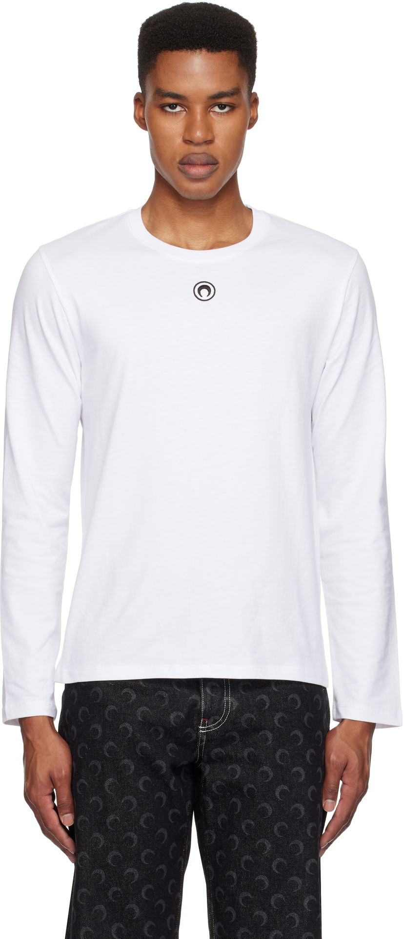 Majica kratkih rukava Marine Serre Plain Long Sleeve T-Shirt Bijela | MTT076A CJER0009