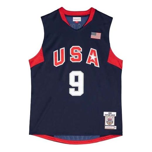 Dres Mitchell & Ness Team USA Dwyane Wade Basketball Jersey Plava | AJY44385-USA08DWANAVY
