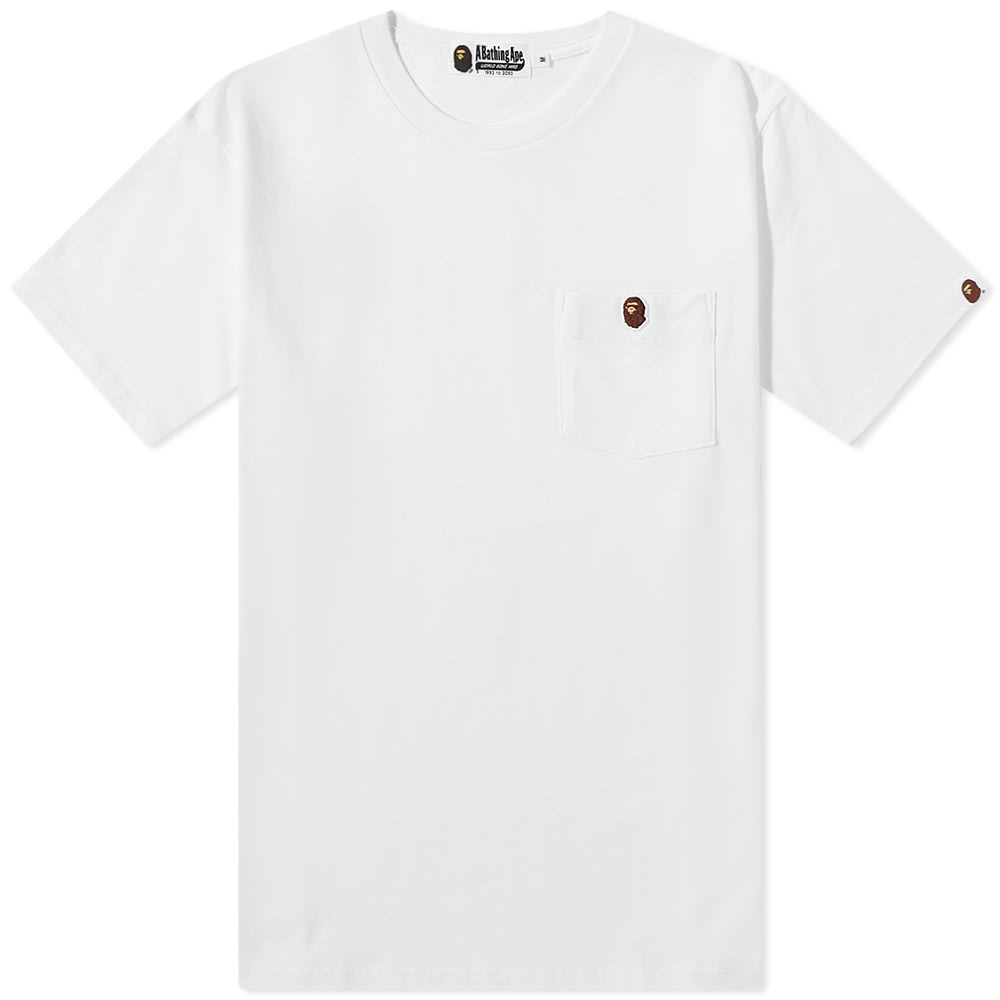 Majica kratkih rukava BAPE A Bathing Ape Ape Head One Point Pocket Tee Bijela | 001CSI801009M-WHT, 0