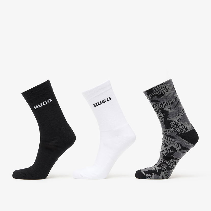 Čarape BOSS Hugo Boss 3-Pack Qs Rib Camo Cc Socks Bijela | 50546476-960