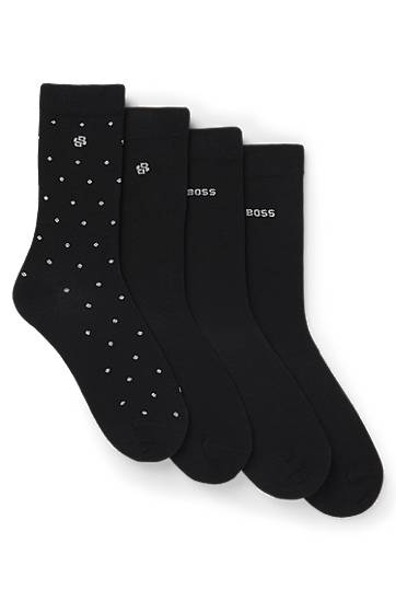 Čarape BOSS Four-pack of regular-length socks with polka dot and monogram details Crna | 50546742, 0