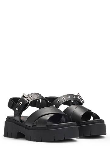 Dodaci BOSS Buckled Strap Chunky Sole Sandals Crna | 50542072