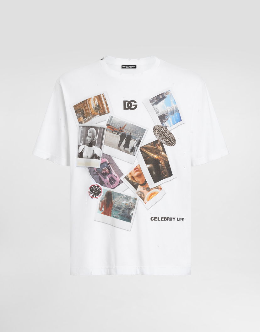 Majica kratkih rukava Dolce & Gabbana Cotton T-Shirt With Postcard Print Bijela | G8PN9TG7O4RW0800