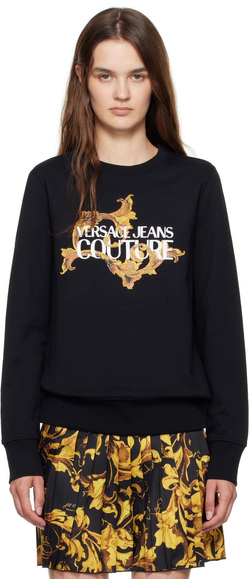 Dukserice Versace Couture Screen-Printed Sweatshirt Crna | E79HAIE06_ECF00E