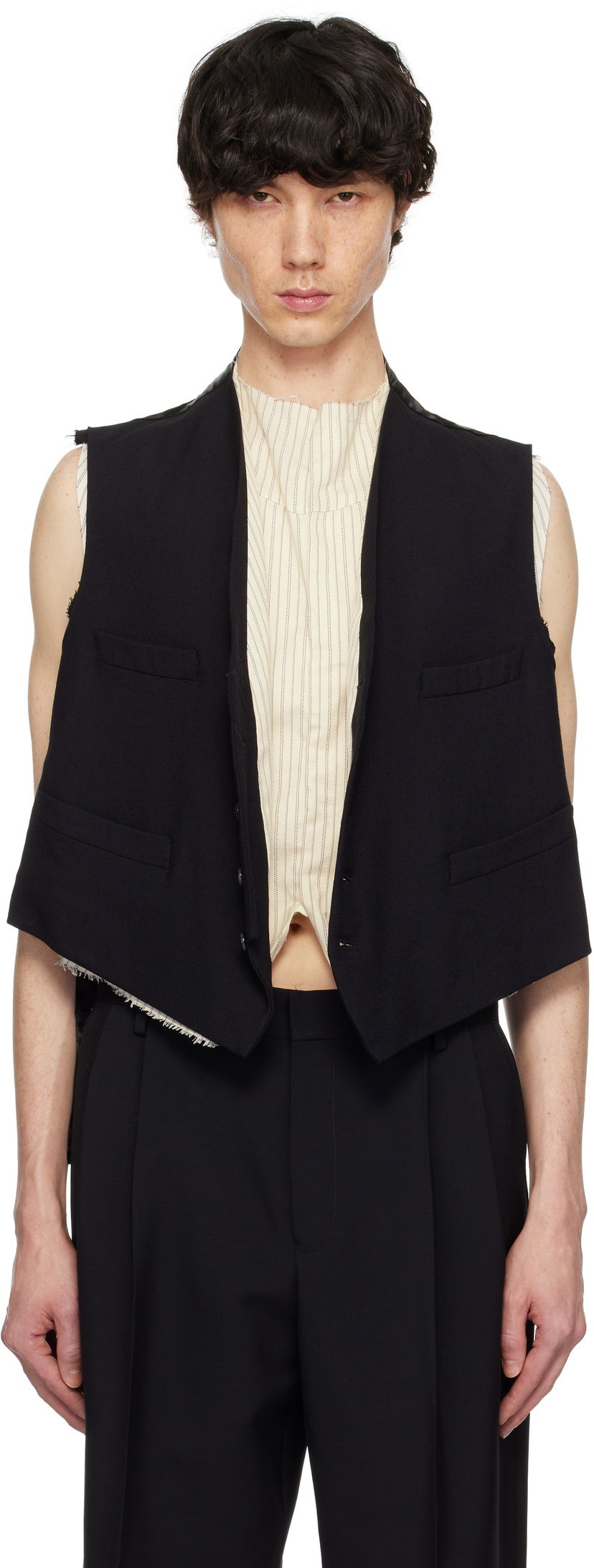 Prsluk Maison Margiela Maison Margiela Raw Edge Waistcoat Crna | S50FB0110 S53915