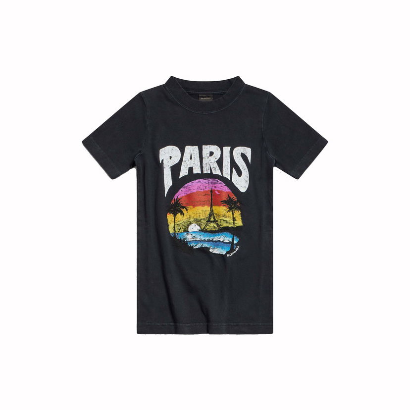 Majica kratkih rukava Balenciaga Paris Tropical T-shirt Crna | 768075TPVM21569
