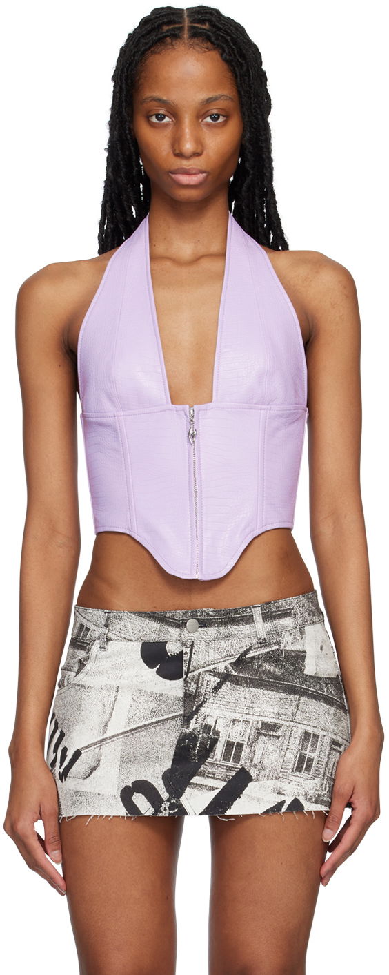 Majica bez rukava Miaou Miaou Hannah Jewett Edition Mara Halter Corset Top Ljubičasta | 7087VLLIL