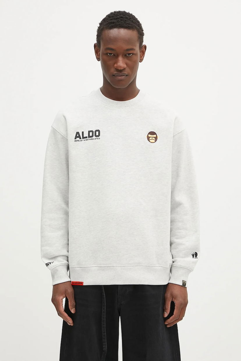 Dukserice AAPE by A Bathing Ape AAPE By A Bathing Ape Aaper Crew Neck Sweatshirt Siva | AAPSWMB377XAN