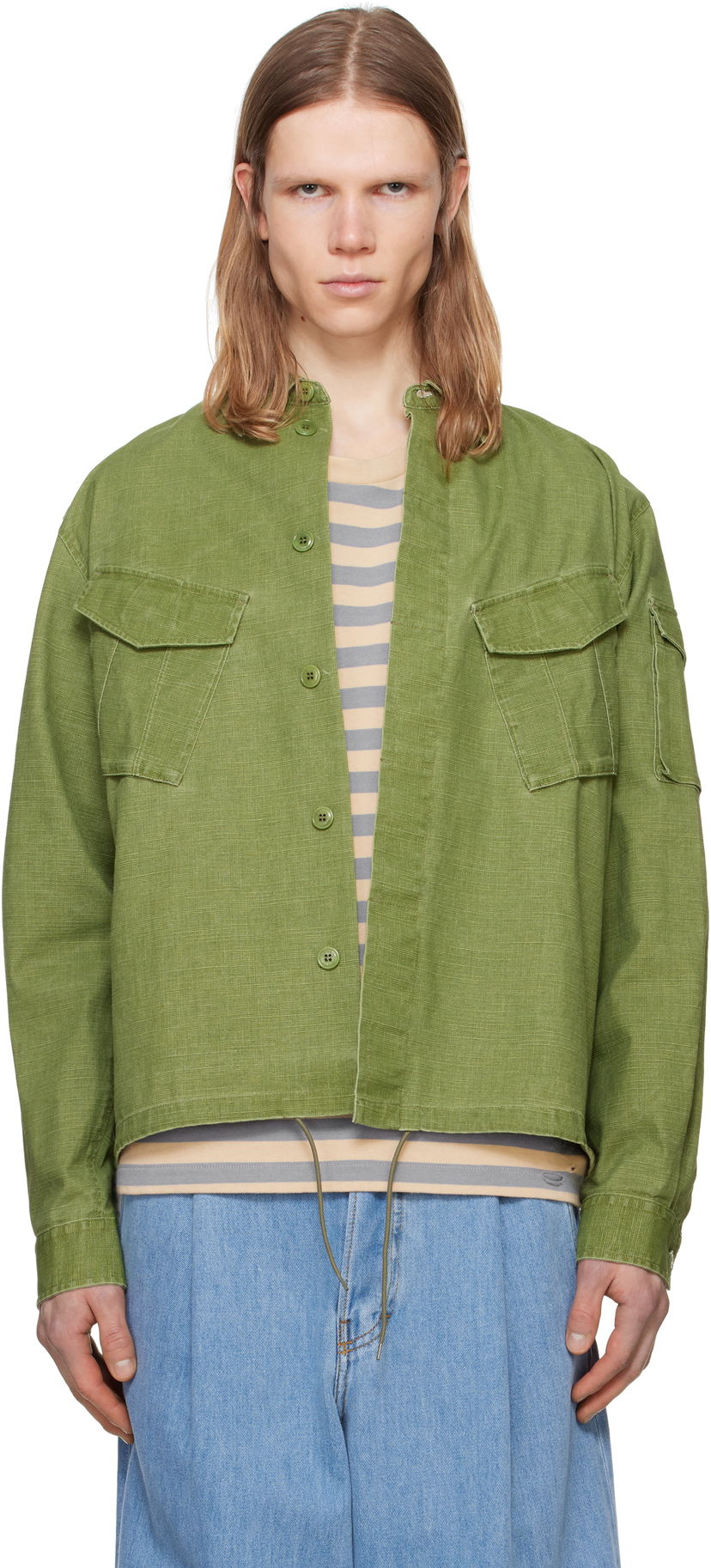 Košulja KENZO Kenzo Paris Pocket Overshirt Zelena | FF55CH5339GD