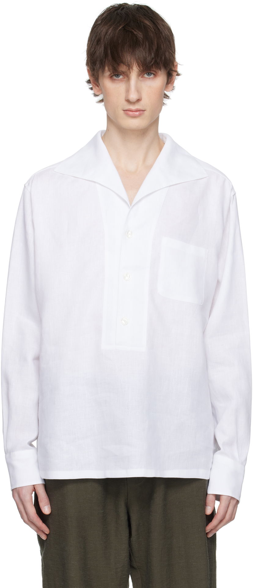 Košulja Dolce & Gabbana Dolce&Gabbana Three-Button Long-Sleeved Linen Shirt Bijela | G5ND3TFU4JB