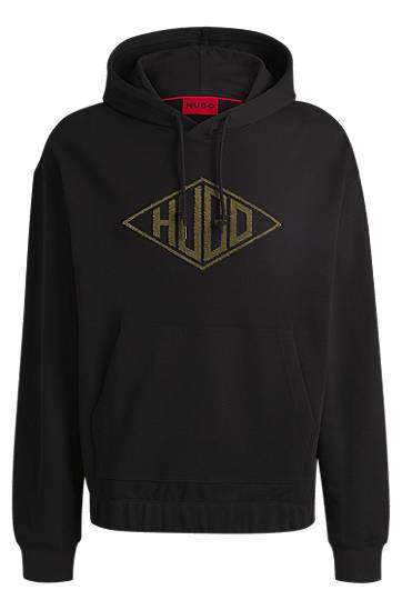 Dukserice BOSS Terry Hoodie with Embroidered Logo by HUGO Crna | 50534947