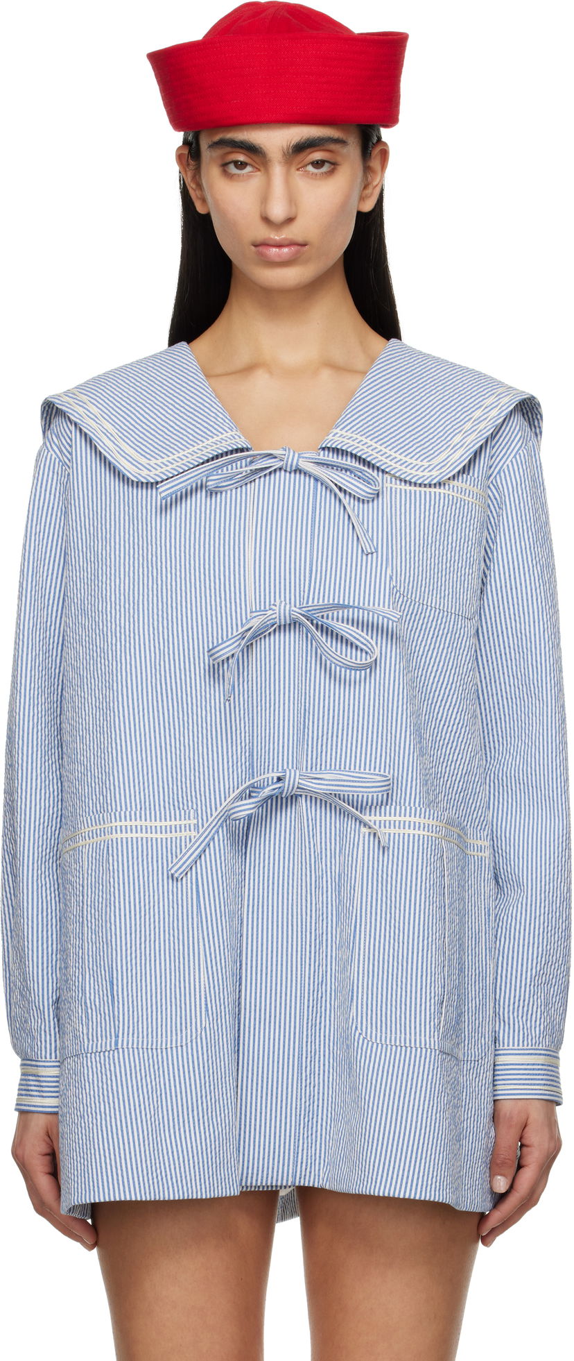 Košulja Bode Bode Club Stripe Sailor Coat Plava | WRS25JA003