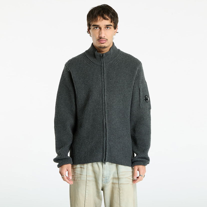 Džemper C.P. Company Lambswool Grs Full Zip Sweater Dark Shadow Grey Siva | 19CMKN131A110149A-978