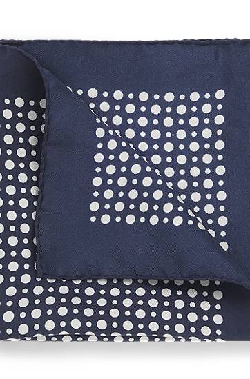 Šal BOSS BECKHAM x BOSS Silk Pocket Square with Dot Print Tamnoplava | 50549107