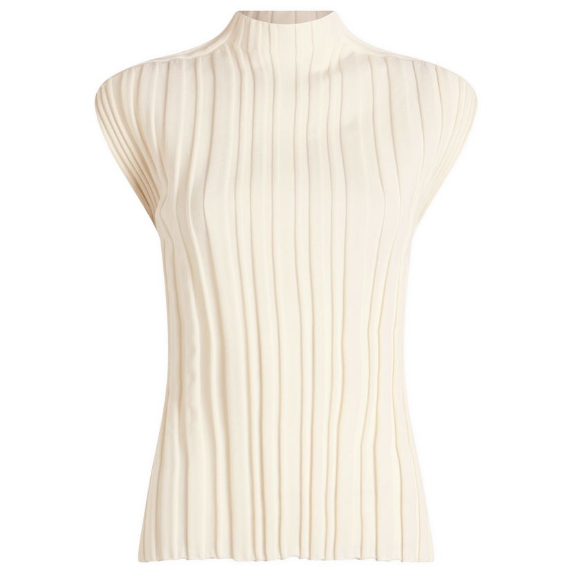 Majice i majice bez rukava Pleats Please Issey Miyake Issey Miyake Pleats Please Rib Knit Short Sleeve Top Bijela | PP56KK851-02